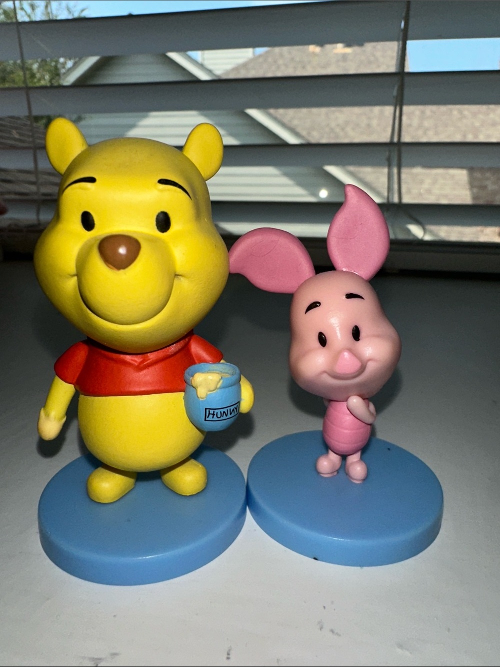 Disney Winnie the Pooh & Piglet Figurine Set - Yellow, Pink & Blue